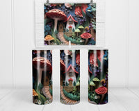 3D Enchanted Forest 20 oz insulated tumbler with lid and straw - Sew Lucky Embroidery