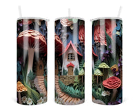 3D Enchanted Forest 20 oz insulated tumbler with lid and straw - Sew Lucky Embroidery