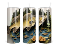 3D Fish 20 oz insulated tumbler with lid and straw - Sew Lucky Embroidery