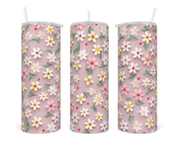 3D Floral 20 oz insulated tumbler with lid and straw - Sew Lucky Embroidery