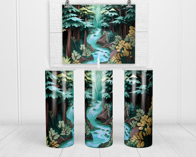 3D Forest 20 oz insulated tumbler with lid and straw