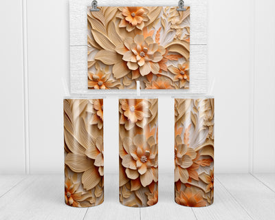 3D Peachy Floral 20 oz insulated tumbler with lid and straw