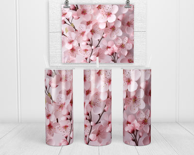 3D Pink Blossoms 20 oz insulated tumbler with lid and straw