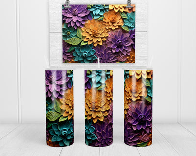 3D Pretty Floral Mix 20 oz insulated tumbler with lid and straw