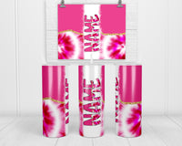 Pink Tie Dye Personalized 20oz Insulated Tumbler with Lid and Straw - Sew Lucky Embroidery