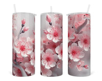 3D Blossoms 20 oz insulated tumbler with lid and straw - Sew Lucky Embroidery