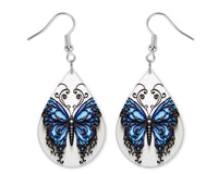 3D Blue Butterfly Earrings and Necklace Set - Sew Lucky Embroidery