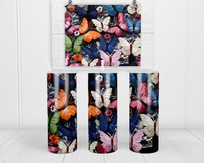 3D Colorful Butterflies 20 oz insulated tumbler with lid and straw