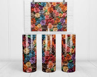 3D Colorful Roses 20 oz insulated tumbler with lid and straw - Sew Lucky Embroidery