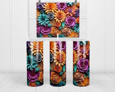 3D Colorful Roses Mix 20 oz insulated tumbler with lid and straw