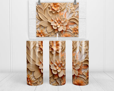 3D Peachy Floral 20 oz insulated tumbler with lid and straw