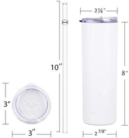 3D Roses White 20 oz insulated tumbler with lid and straw - Sew Lucky Embroidery