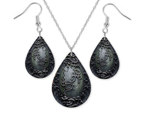 3D Spooky Scroll Work Earrings and Necklace Set - Sew Lucky Embroidery