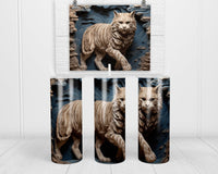 3D White Tiger 20 oz insulated tumbler with lid and straw - Sew Lucky Embroidery