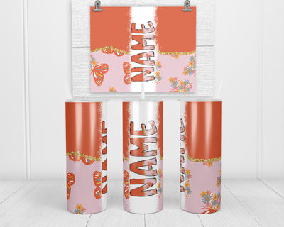 Colorful Butterflies Personalized 20oz Insulated Tumbler with Lid and Straw