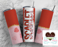 Valentine Suckers Personalized 20oz Insulated Tumbler with Lid and Straw - Sew Lucky Embroidery