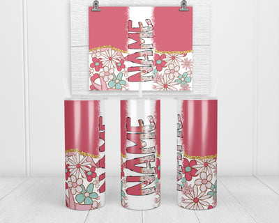 Breast Cancer Floral Personalized 20oz Insulated Tumbler with Lid and Straw