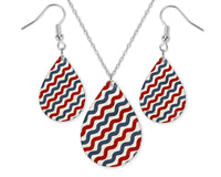 American Squiggles Teardrop Earrings and Necklace Set - Sew Lucky Embroidery