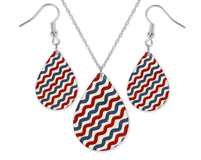 American Squiggles Teardrop Earrings and Necklace Set