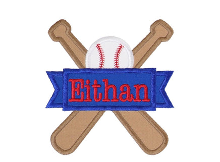 Baseball Bats Name Banner Sew on or Iron on Patch - Sew Lucky Embroidery