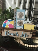 Beach Life Handmade Wood Wagon Interchangeable Decor Set - Sew Lucky Embroidery