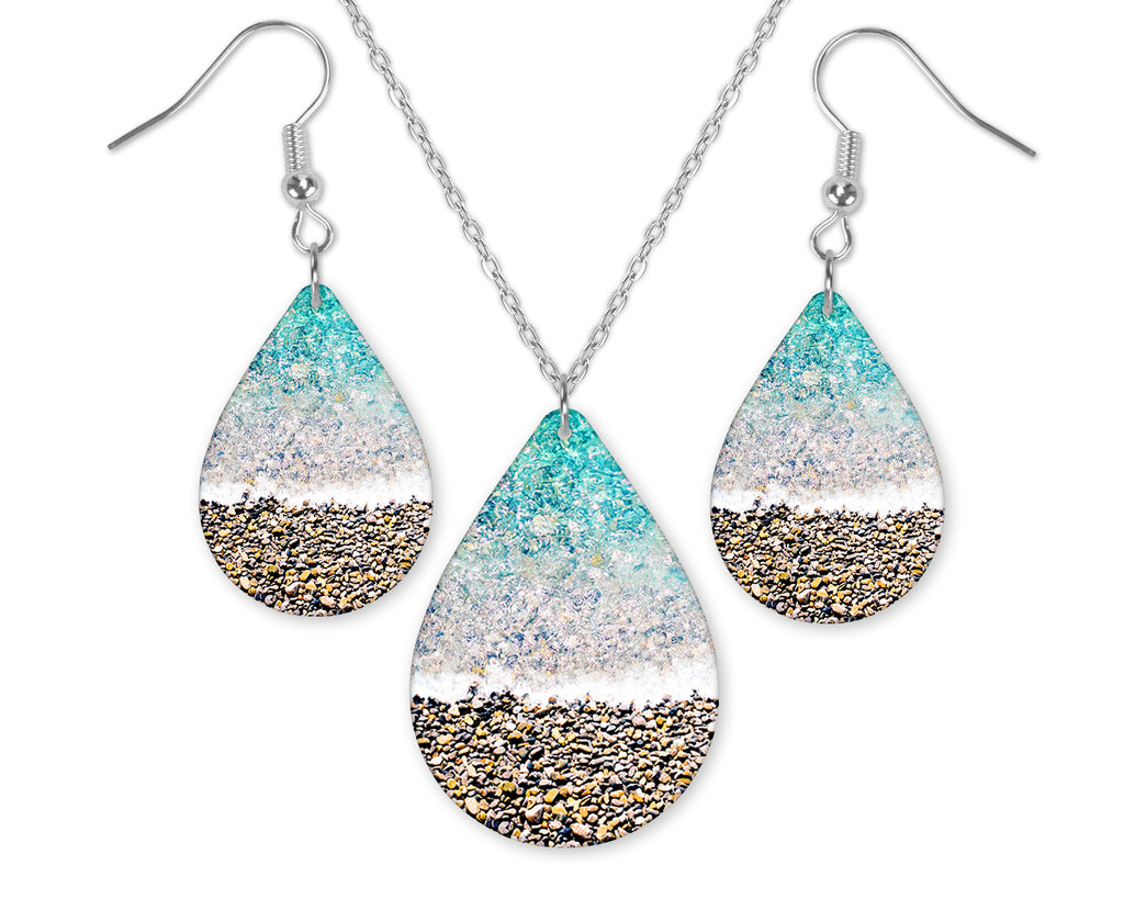 Beach Teardrop Earrings and Necklace Sets - Sew Lucky Embroidery