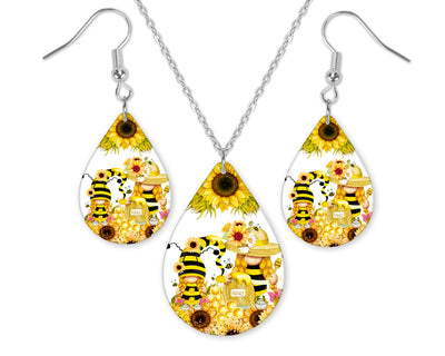 Bee Gnome Earrings and Necklace Set