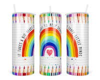 Big Heart Little Minds 20 oz insulated tumbler with lid and straw - Sew Lucky Embroidery