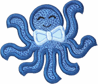 Blue Octopus Sew or Iron on Patch