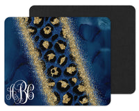 Blue Swirls and Leopard Glitter Custom Personalized Mouse Pad - Sew Lucky Embroidery