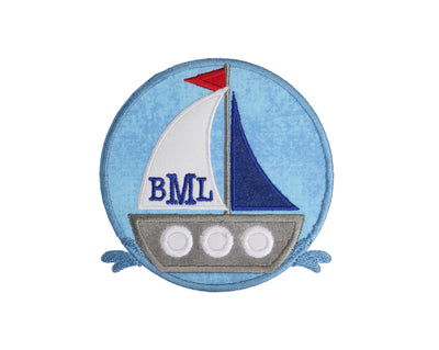 Boat Monogram Frame Sew or Iron on Embroidered Patch