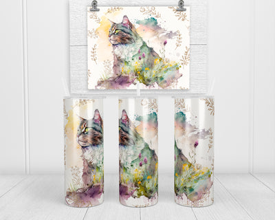 Boho Cat 20 oz insulated tumbler with lid and straw