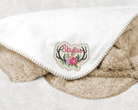 Boho Deer Antlers Name Patch Personalized Floral Embroidered Patch for Girls Jackets, Bags, or Nursery Decor Iron-On or Sew-On - Sew Lucky Embroidery