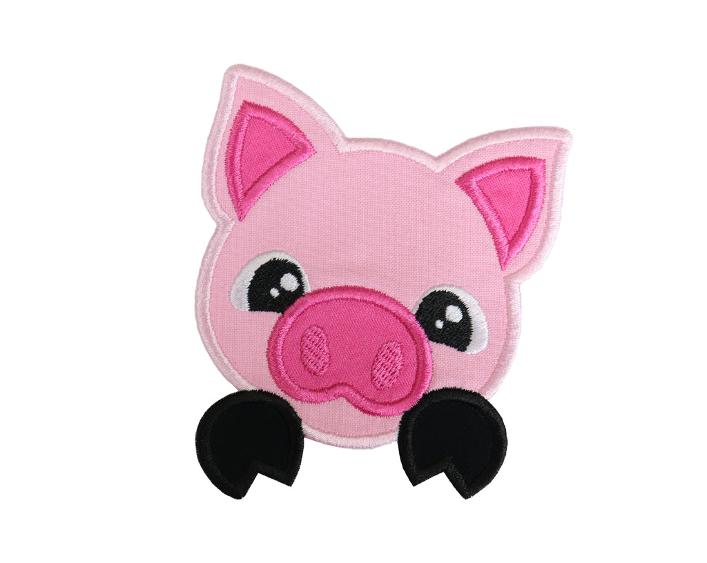 Boy Pig Peeker Patch - Sew Lucky Embroidery