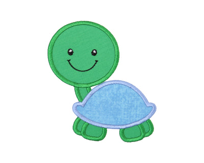 Boy Turtle with Blue Shell Sew or Iron on Embroidered Patch