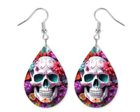 Bright and Vibrant Skull Earrings and Necklace Set - Sew Lucky Embroidery