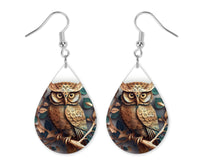 Bronze and Emerald Owl Earrings and Necklace Set - Sew Lucky Embroidery