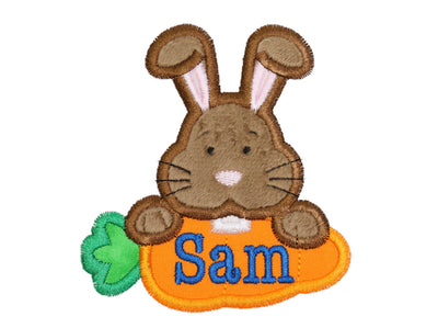 Bunny Eating Carrot Personalized Easter Patch in your choice of Sew or Iron on