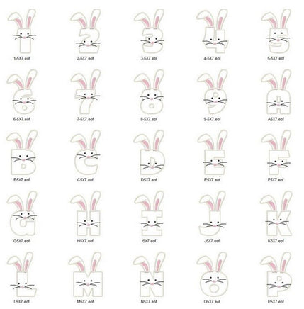 Bunny Letter or Number Easter Sew or Iron on Patch - Sew Lucky Embroidery