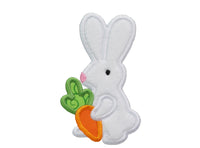 Easter Bunny Holding Carrot Patch your choice of sew on or iron on patch - Sew Lucky Embroidery