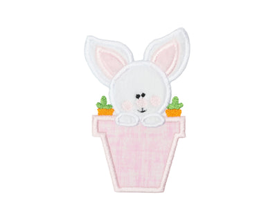 Bunny in Flower Pot Easter Patch in your choice of Sew or Iron on