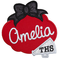 Personalized Cheer Patch with Name and Megaphone Custom Embroidered Cheerleader Patch for Jackets, Bags, or Team Spirit Wear - Sew Lucky Embroidery