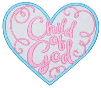 Child of God Heart Sew or Iron on Embroidered Patch - Sew Lucky Embroidery