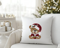 Christmas Bear Applique Patch Iron on or Sew On - Sew Lucky Embroidery