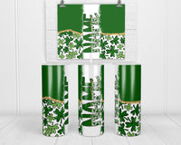 Clovers Personalized 20oz Insulated Tumbler with Lid and Straw - Sew Lucky Embroidery