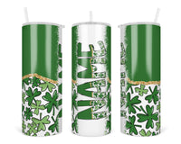 Clovers Personalized 20oz Insulated Tumbler with Lid and Straw - Sew Lucky Embroidery
