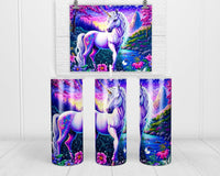 Colorful Unicorn 20 oz insulated tumbler with lid and straw - Sew Lucky Embroidery