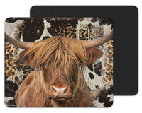 Cow Print Highland Cow Mouse Pad - Sew Lucky Embroidery