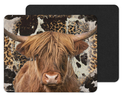 Cow Print Highland Cow Mouse Pad