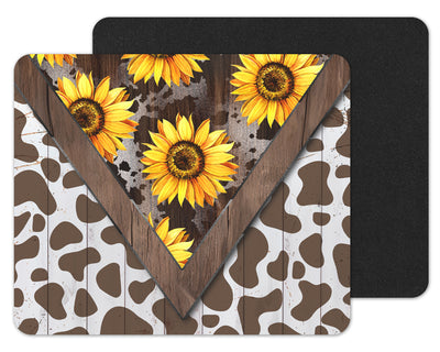 Cow Print Sunflowers Mouse Pad